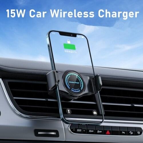 15W Car Wireless Charger Holder for iPhone 11 12 Pro Max XS Wireless Charging Induction Charger In Car Mount for Samsung Xiaomi
