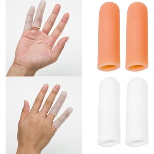 2 Pairs Elastic Silicone Toe Finger Cap Cover Protective Splint Sleeves Tube for Cracked Fingertips or Injured Fingers