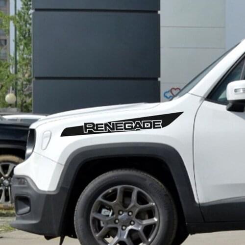 2PCS Car Styling Hood Cover Sport Stickers Auto Vinyl PVC Film Decals For Jeep Renegade Automobiles Decoration Car Accessories