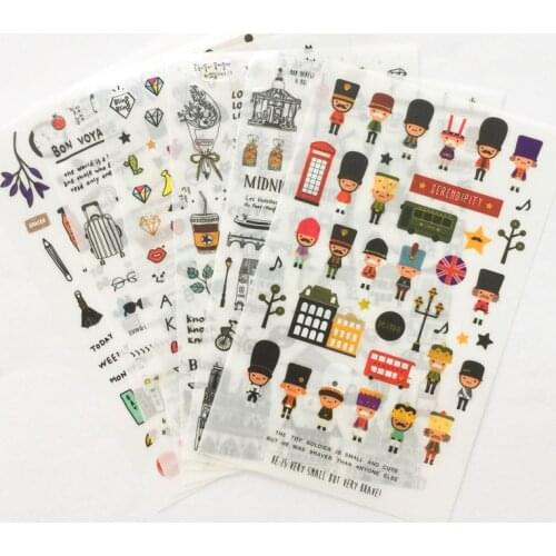 6pcs European style Travel diary Paper Sticker Decoration Diary Scrapbooking Label Sticker Kawaii Korean Stationery Stickers