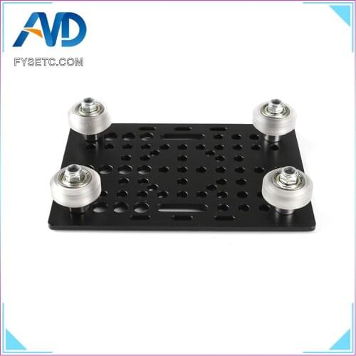 Aluminium V-Slot Gantry Plate 20 - 80mm With 4pcs Black/Transparent V-Slot Solid V Wheel Kit For Openbuilds CNC Machine Part