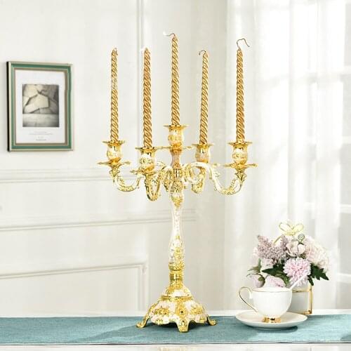 Antique Retro Gold Candlesticks wedding centerpieces for tables lantern decoration dining table decor candlebra