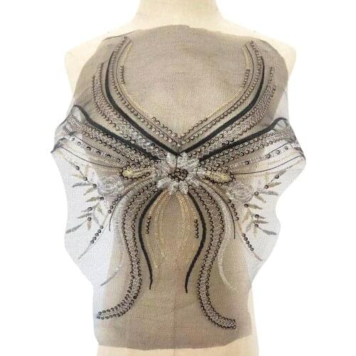 Sequins Embroidery Mesh Lace Patch Applique For Evening Dress Sewing On Accessories Diy Clothes Decorative Supplies Lace Trim