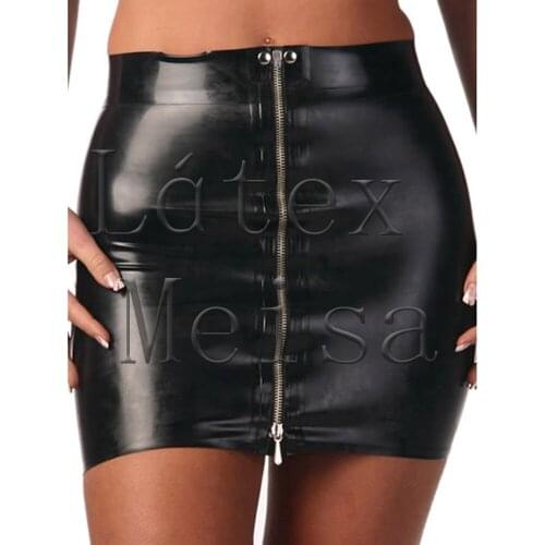 Black latex skirt sexy womens mini skirt zip with 100% handmade for clubwear