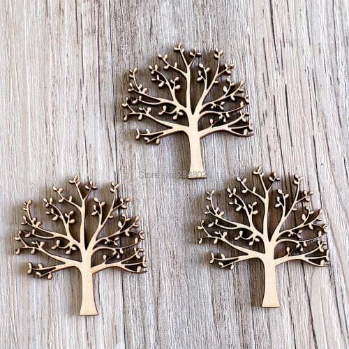 Tree with Leaves Wooden Embellishments for Craft,Wooden Ornament, Silhouette, Small Gift Tags, Laser cut Crafting Supplies