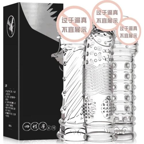 Men Penis Covers Enlarger Lengthen Dick Condoms Sex Toys Penis Attachment Penis Pump Penis Enlargement Dildo Extender Condoms
