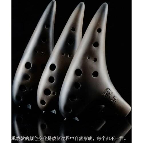 Smoked burn clay 12 holes tone AC flute Ocarina music instrument Alto C ocarina great sound