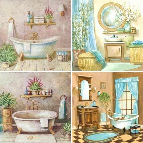 HUACAN 5d Diy Diamond Painting Landscape Mosaic Bathroom Decoration Diamond Art Animal Handmade Gift For Women