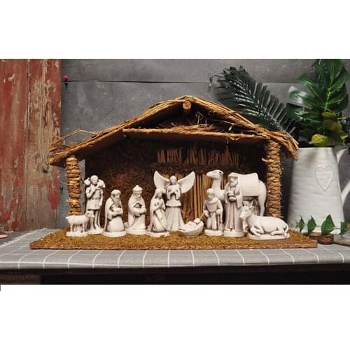 Ceramic Crafts Manger Group Jesus Nativity Decoration Christmas Home Scene Decoration Gifts