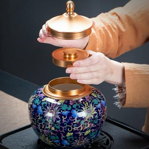 Chinese Ceramic Tea Caddies Storage Box Colorful Handmade Seal Accessories Tea Caddies Sugar Container Theedoos Teaware DG50TC