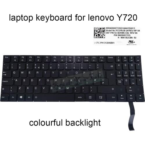 RGB Backlight keyboard for lenovo Legion Y720 15IKB R720 Y520 15IKBM PC5YRGB UK GB British keyboards colourful light SN20M27335