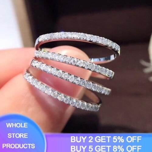 YANHUI Original Simple Rings 100% 925 Sterling Silver Shimmering CZ Stackable Rings For Women Wedding Band Jewelry Gift