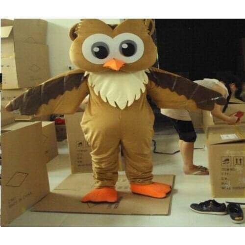 Longhair Fursuit Owl Mascot Costume Animal Cartoons Nighthawk Doll Role-playing One-piece Suit Funny Party Suit for Christmas