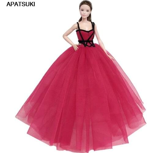 Red Black High Fashion Doll Clothes for Barbie Doll Dress Big Evening Dresses Party Gown Vestidoes Outfits 1/6 Doll Accessories