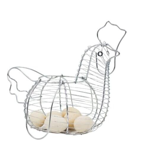 Creative Hen Shaped Chicken Egg Holder Basket Kitchen Storage Metal Wire Home Kitchen Storage Rack Decor