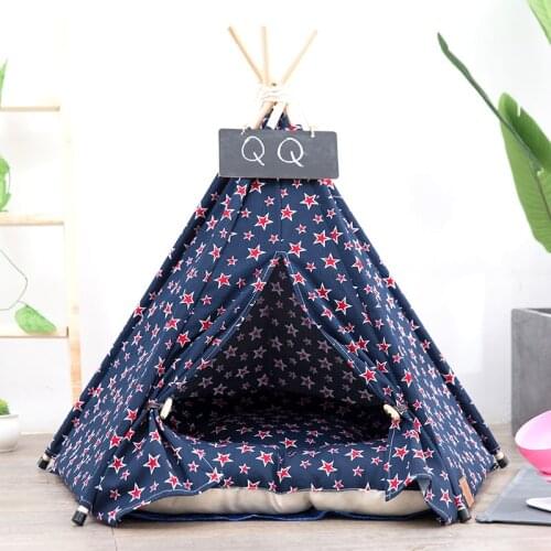 2020 Creative Pet Tent Dog Cat Pet Supplies Fashion Pet Teepee Tent Dog Cat Toy House Portable Washable Pet Bed Super Thick Mats