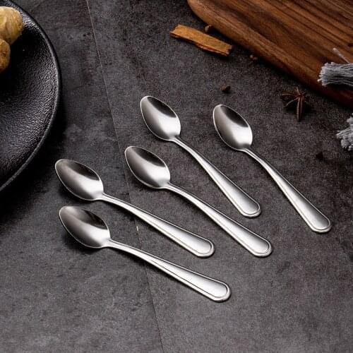 Creative Hotel Restaurant Home Stainless Steel Stirring Spoon Dessert Round Coffee Spoon Tableware Factory Direct