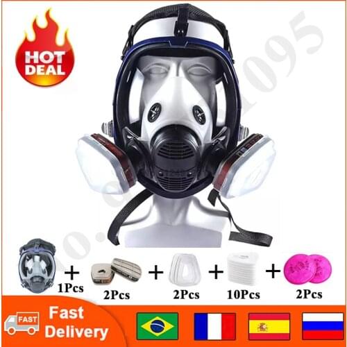 Chemical Mask 6800 Gas Mask Dustproof Respirator Paint Pesticide Spray Silicone Full Face Filters for Laboratory Welding
