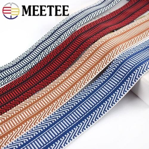 Meetee 3M 5cm Polyester Jacquard Webbing Tapes 2mm Thick Bag Strap Belt Lace Ribbons DIY Garment Textile Sewing Decor Material