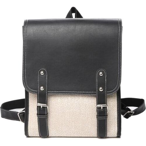 Fashion Women Backpacks Leather and Nylon Shoulder Bags Vintage School Bag Backpack for Teenage Girls Travel Rucksack Sac A Dos