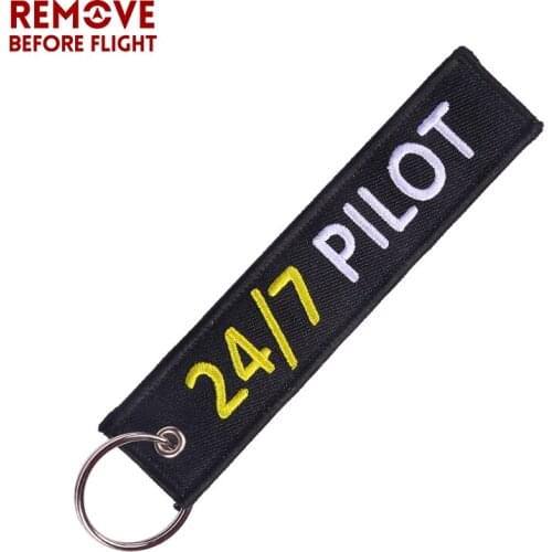 Fashion Key Chain Jewelry Outstanding Embroidery 24/7 Pilot Key Ring Chain for Aviation Lovers Gifts Luggage Tag Label Keychains