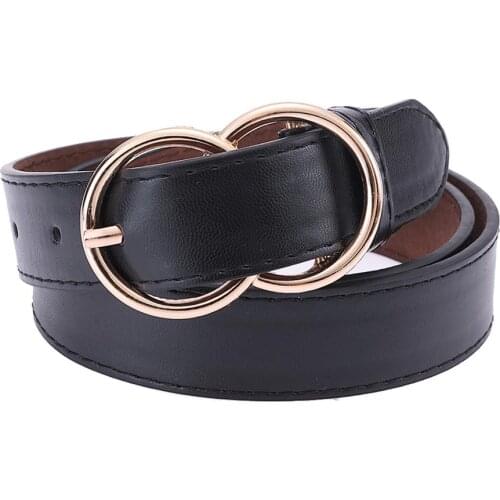 Fashion Women Faux Leather Belt 2019 Pin Buckle Vintage Waist Straps Luxury Double O Designer Lady Classic Female Belt