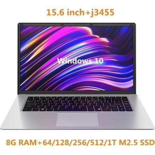 15.6 inch Laptop 8G RAM 1T 512G 256G 128G 64G SSD j3455 Quad Core Student Computer Ultrabook Notebook with RJ45 Port for Office
