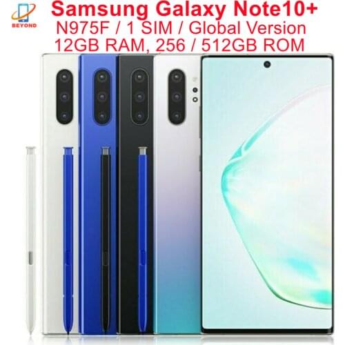 Samsung Galaxy Note 10 Plus Note10+ N975F Global Version 12GB 256GB Octa Core 6.8" Exynos 4 Camera 4G LTE Original Cell Phone