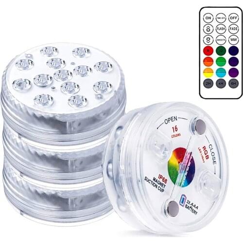 Subermersible Led Light Fish Tank Decoration Light Mini Waterproof Lamp With Remote 16 Colors