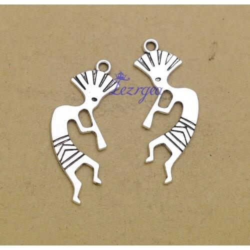 30pcs/lot--40x17mm, Kokopelli charms, Antique silver plated double side Kokopelli pendant/charms,DIY supplies, jewelry making