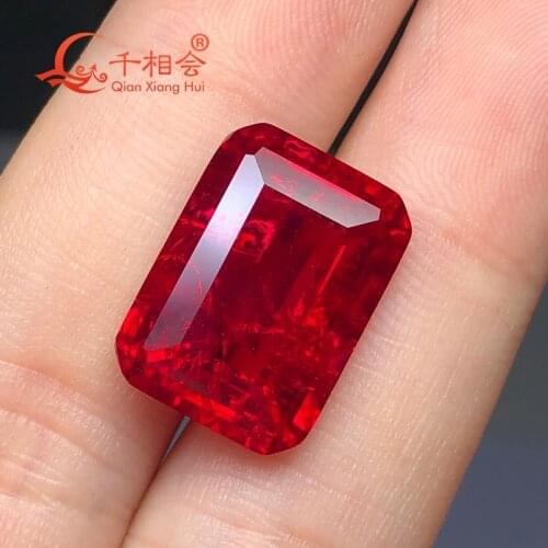 Rectangle octangle shape emerald cut Artificial ruby 5# including minor cracks and inclusions corundum lose gem stone
