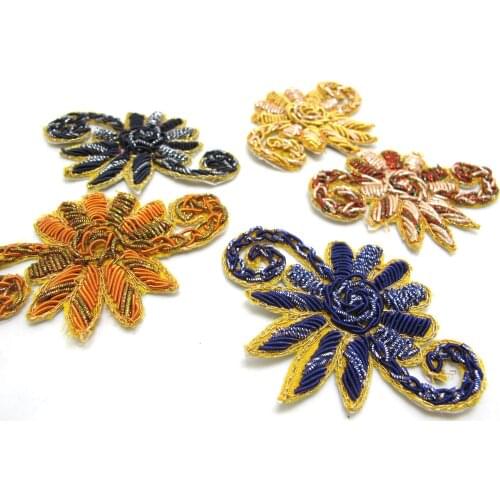 Handmade Bullion Wire Embroidery Patch Applique