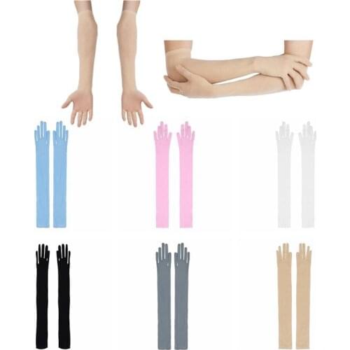 Sexy Women Seamless Gloves Mesh See Through Bridal Gloves Sheer Gloves Stretchy Full Finger Long Gloves Sun Protection Mittens