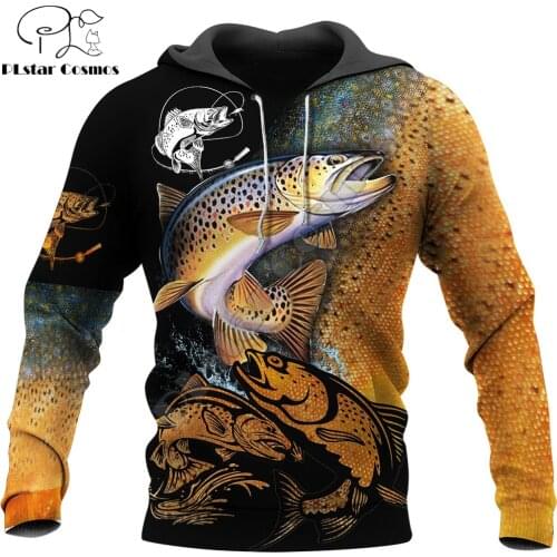 Fishing Love Brown Trout 3D Printed Autumn Men Hoodies Unisex Casual Pullover Zip Hoodie Streetwear sudadera hombre DW602