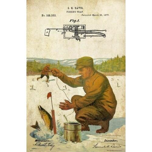 Vintage Northern Pike Ice Fishing Lures ART SILK POSTER Decorative Wall painting 24x36inch