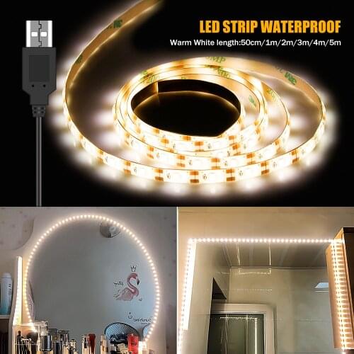 Makeup Vanity Dressing Table Light Strip Led Bathroom Mirror Wall Lamp USB 5V Waterproof Makeup Mirror Lights White/Warm White