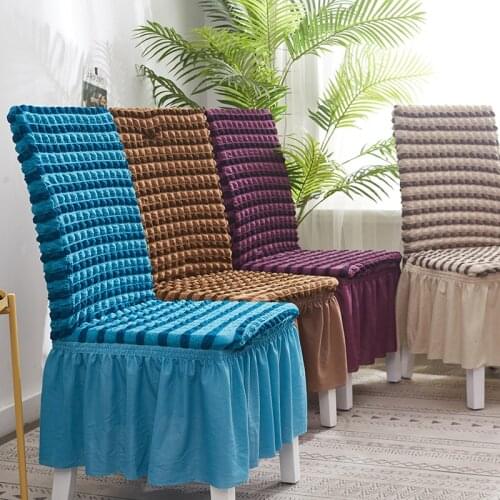 Jacquard Bubble Chair Cover With Skirt elastic Slipcovers Removable Dining seat Chair Covers Quality Hotel Banquet Seat Cover