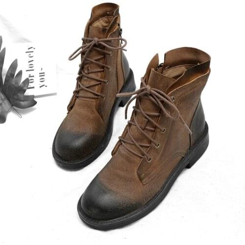 SKLFGXZY 2021 Genuine Leather Boots Femme Unisex Winter Ankle High Top Luxury Motorcycle Shoes Woman Size 34-43