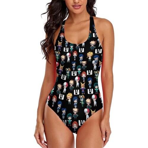 Women Swimsuit Halter One-Pieces My Hero Academia Anime Cosplay MHA Bakugou Tummy Control Tie Knot Slimming Beach Bathing Suits