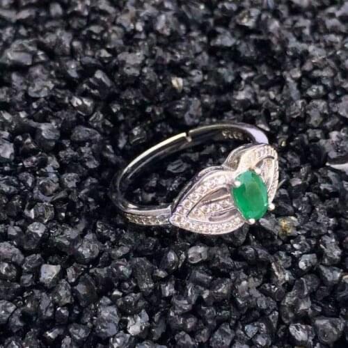 Natural green emerald Ring Natural gemstone ring 925 sterling silver trendy Elegant Luxury arrangement women party gift Jewelry