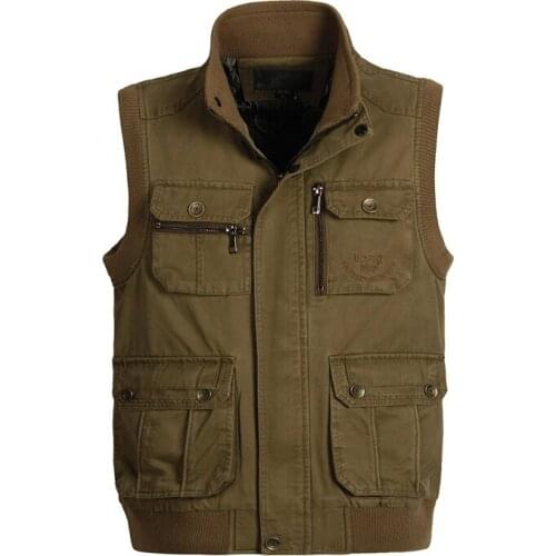 High Quality Multi Pocket Vest For Men Spring Autumn Big Size Male Photographer Khaki Work Varsity Sleeveless Jacket Waistcoat