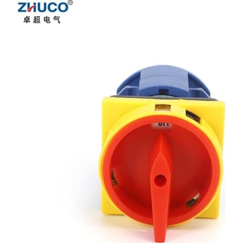 ZHUCO SZW26-63 2GS 64X64mm Panel 2 Phase 63A Changeover Power Cut-off Padlock Combination Knob Master Control Cam Select Switch