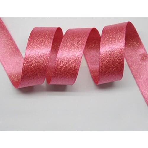 16mm multi colors double sided golden line glitter satin ribbon wedding party decor garment for decoration 20 yards