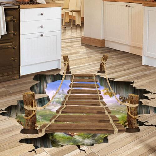 2019 Fashion Creative 3D Bridge Floor Wall Sticker Removable Mural Decals Vinyl Art Living Home Decors