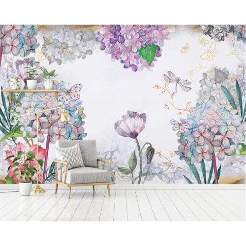 Beibehang Custom Any Size 3d Wallpaper Mural Modern Watercolor Flower Luxury Living Room TV Background Wall 3d Wallpaper behang