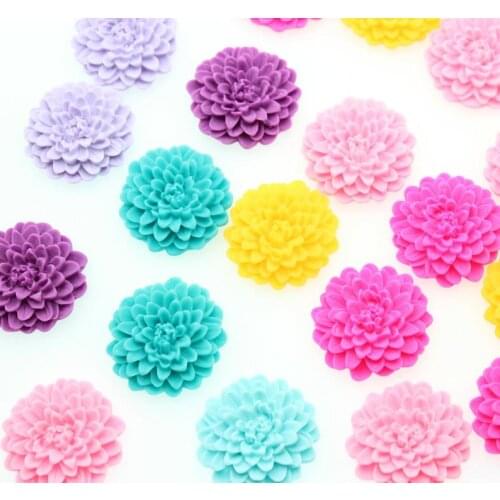 40pcs Large Chrysanthemum Flower Cabochon 32mm mix colors pink aqua lavender yellow for diy
