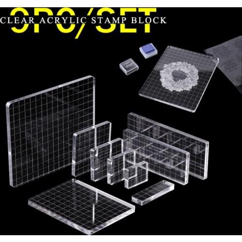 9pcs/set Transparent Acrylic Block For Rubber Stamps Use DIY Scrapbooking Clear Photo Album Decorative Handmade Tool 2021