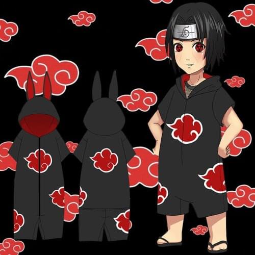Anime Konoha Pain Deidara Cosplay Costumes Pajamas Konan Ninja Uchiha Red Cloud Symbol Hooded Sleepwear Teens Flannel Jumpsuits