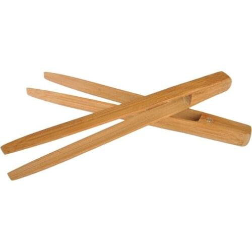 Bamboo Toaster Kitchen Tongs Long Easy Grip Toaster Serving Tongs for Cooking Toast Bread Barbecue Grilling