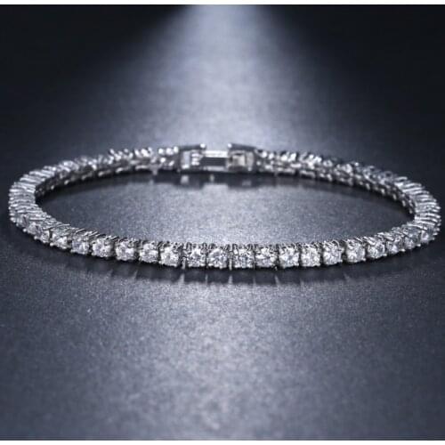 Simple Temperament AAA Zircon Bracelet Single Row Round Full Crystal Tennis Chain Hip Hop Jewelry Tennis Bracelet For Women